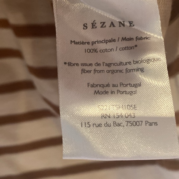 Sezane Brown and Cream Striped Long Sleeve Top - Picture 4 of 4